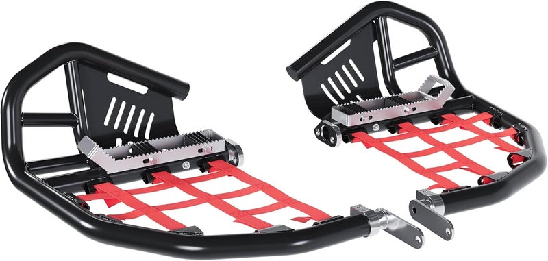 Kojem Nerf Bars Foot Pegs Compatible with Honda Sportrax 400 TRX 400EX 400X All Years (Black Nerfs & Red Nets) - Image 3